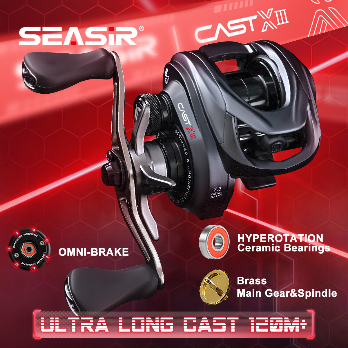 Abu Garcia Reel Max - SEASIR CAST-X3 Baitcasting Reel Ultralange Werpafstand