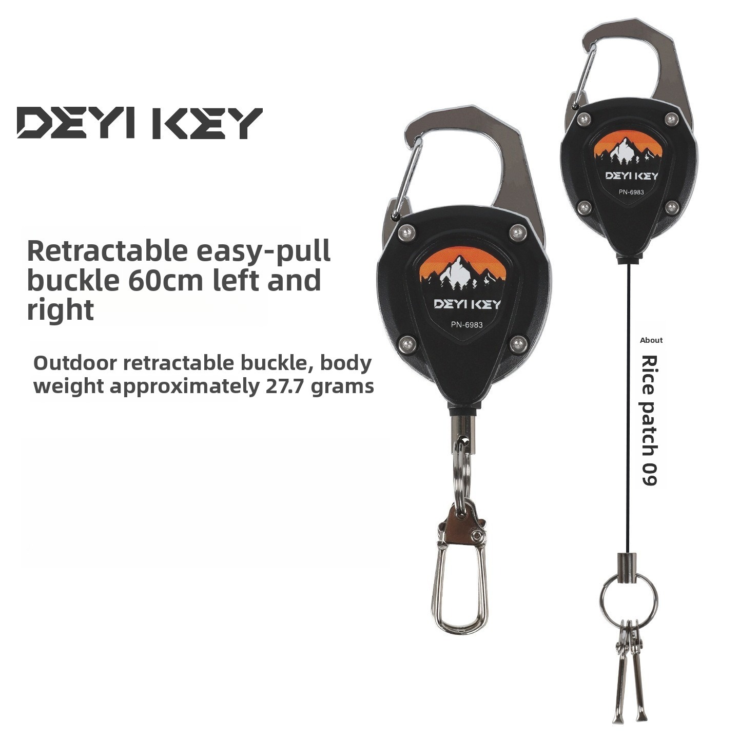Fishing Kayak Rod Holder - Intrekbare sleutelhanger Heavy Duty Anti-Lost Karabijnhaak